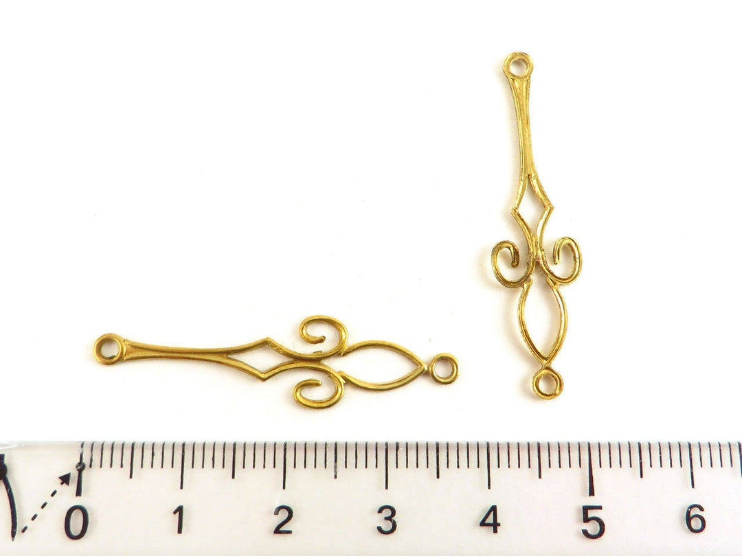 2x Connecteur goutte fleur de lys vintage (37mm x 9mm) V-022