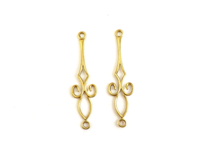 2x Connecteur goutte fleur de lys vintage (37mm x 9mm) V-022