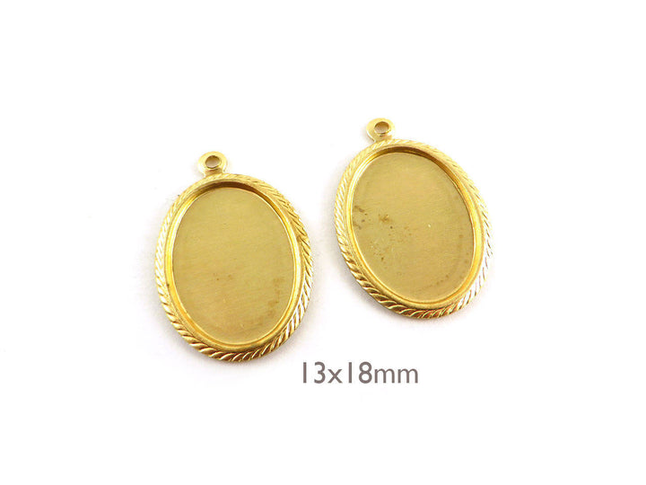 2x Support cabochon 13 x 18 mm décoré corde (25mm x 17mm) M-012