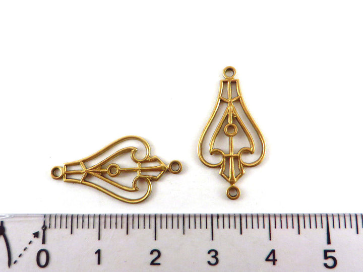 2x Connecteur goutte ajourée filigrane Art Nouveau (24mm x 12mm) V-046