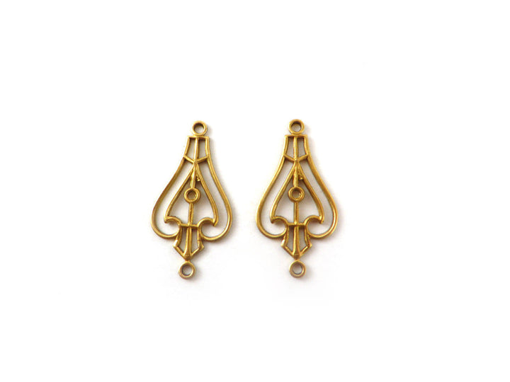 2x Connecteur goutte ajourée filigrane Art Nouveau (24mm x 12mm) V-046