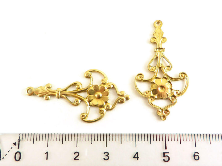 2x Pendentif goutte chandelier fleur Vintage (38mm x 20mm) V-054