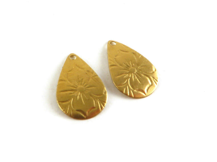 6x Breloque goutte fleur (19mm x 12mm) PP-123