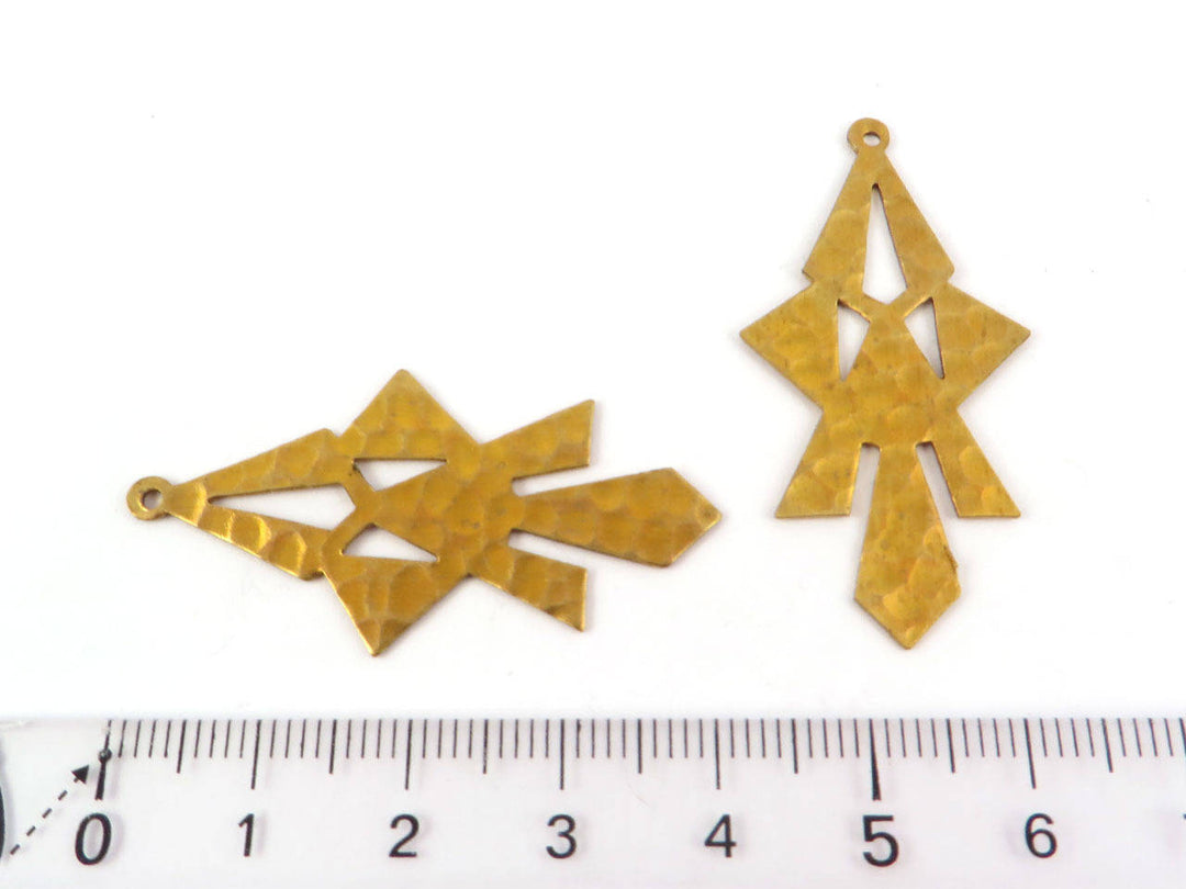 2x Breloque géométrique martelé (42mm x 21mm) PP-184