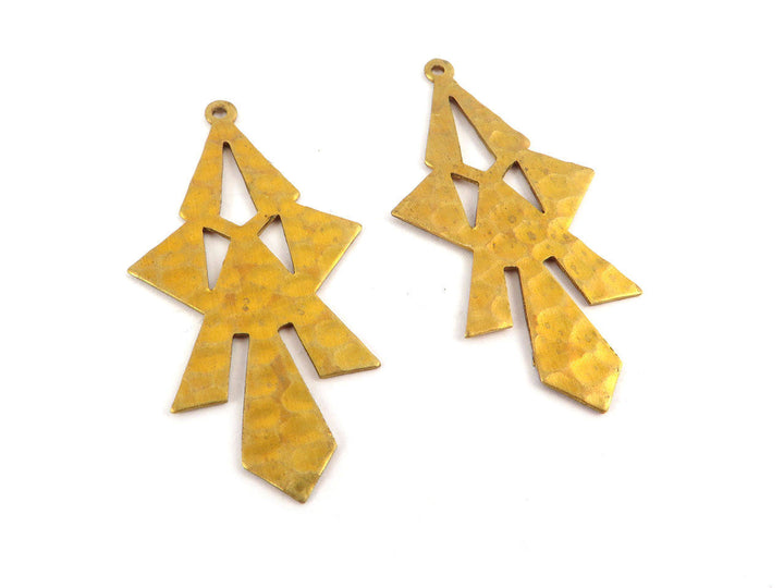 2x Breloque géométrique martelé (42mm x 21mm) PP-184
