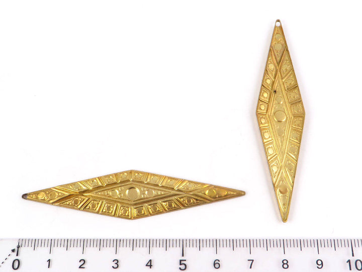 2x Pendentif losange goutte vintage (70mm x 16mm) PV-128