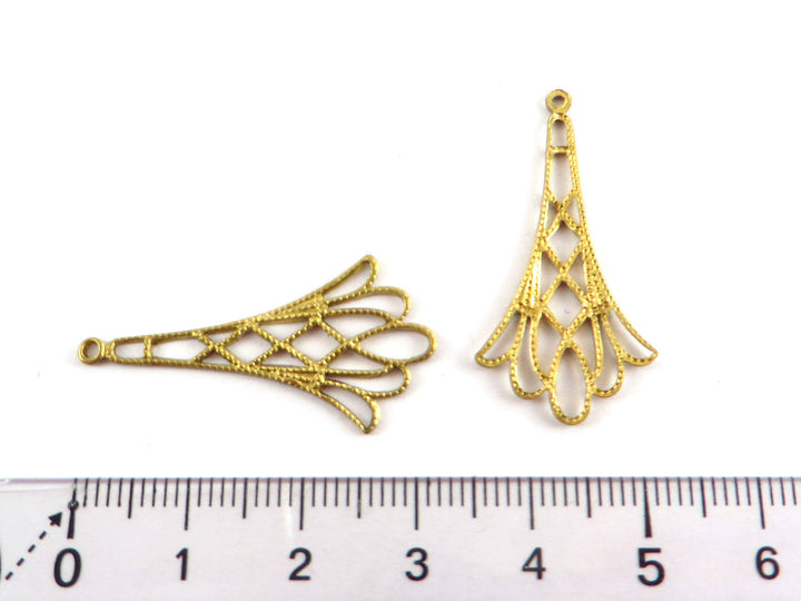 2x Breloque connecteur goutte filigrane vintage (33mm x 17mm) V-019