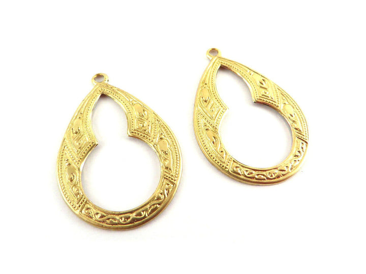 2x Breloque goutte Vintage (29mmx 20mm) V-023