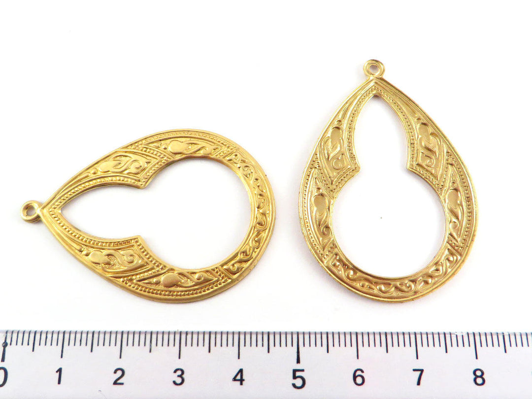 2x Pendentif goutte Vintage (46mmx 33mm) V-005