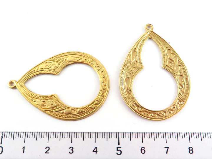 2x Pendentif goutte Vintage (46mmx 33mm) V-005