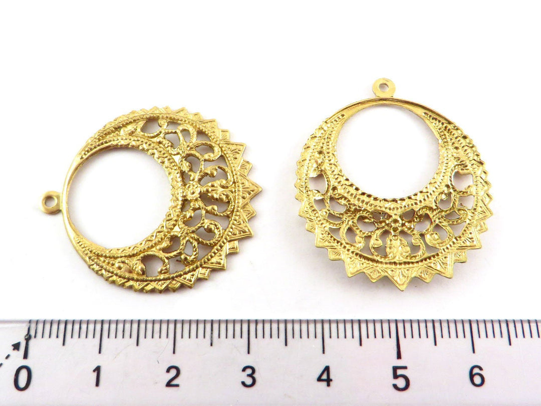 2x Pendentif créole ethnique filigrane (33mm x 28mm) V-091