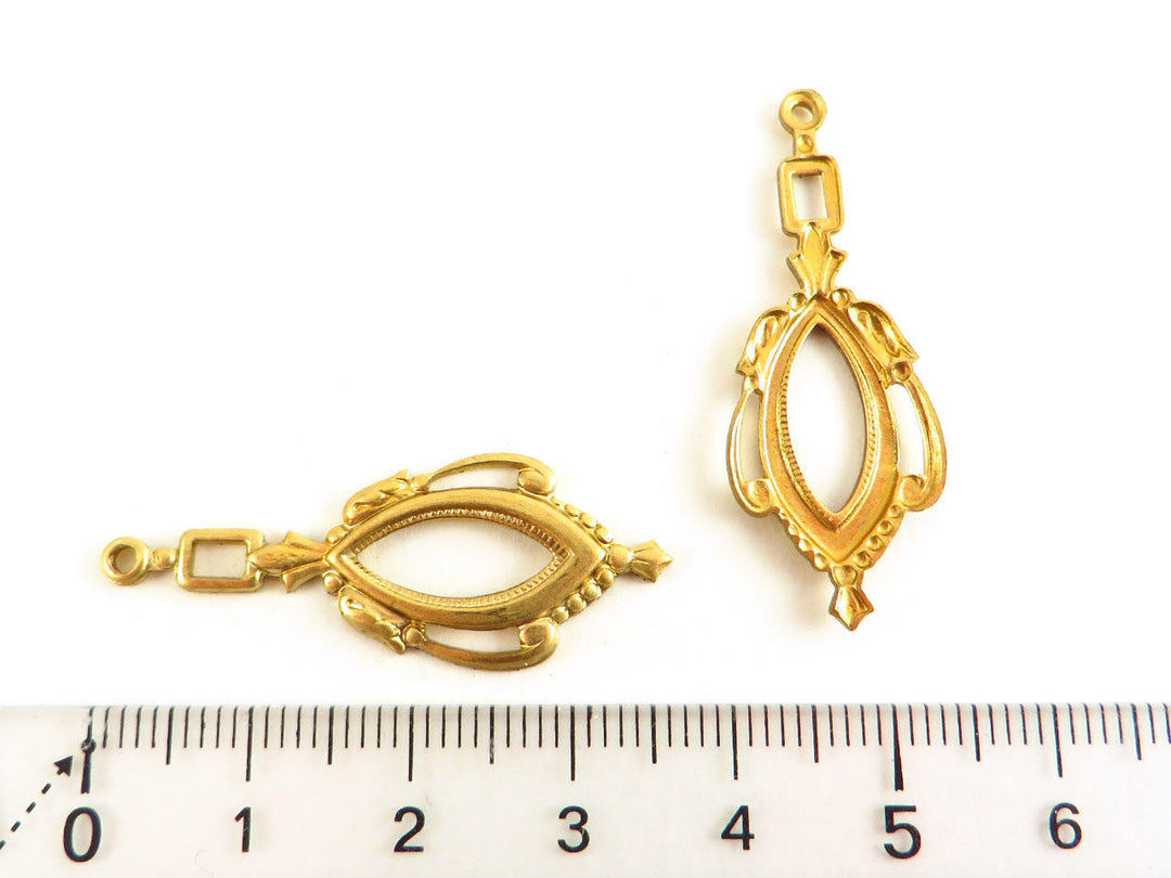 2x Breloque goutte vintage (36mm x 14mm) V-006