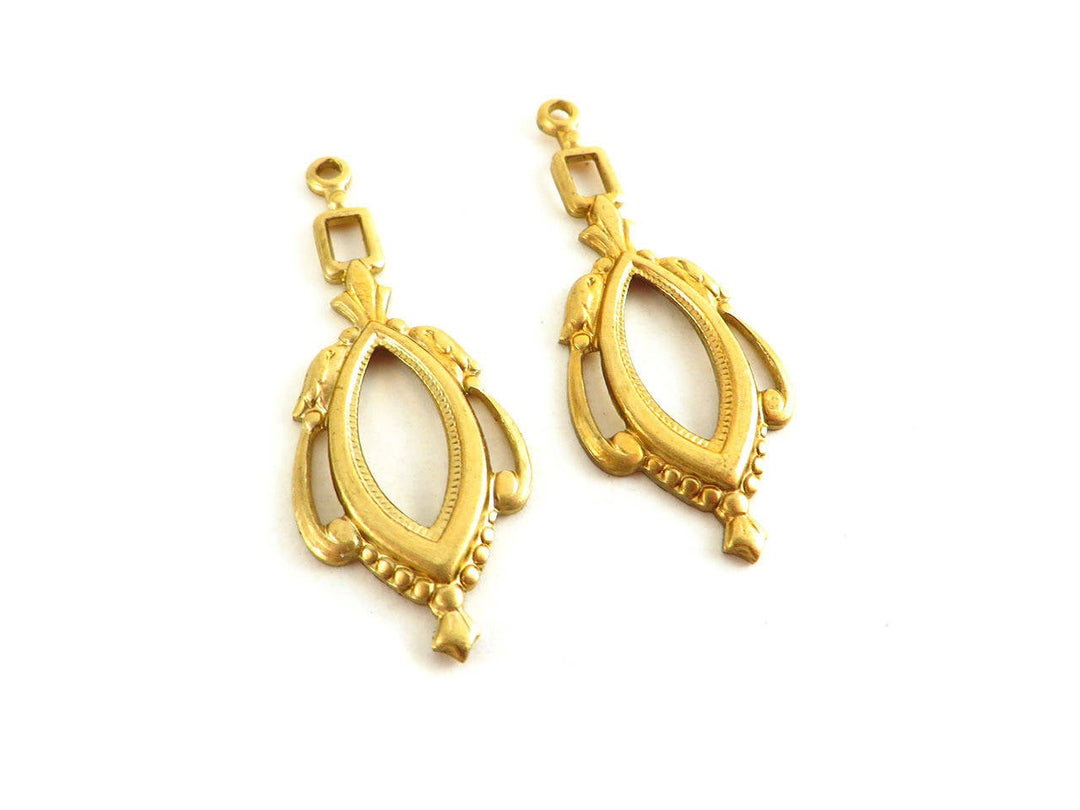 2x Breloque goutte vintage (36mm x 14mm) V-006