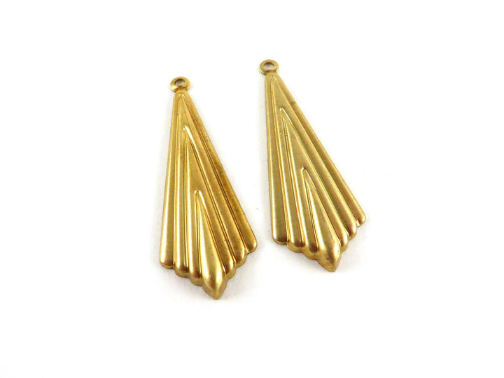 4x Breloque losange éventail Art Déco (32mm x 12mm) PV-067