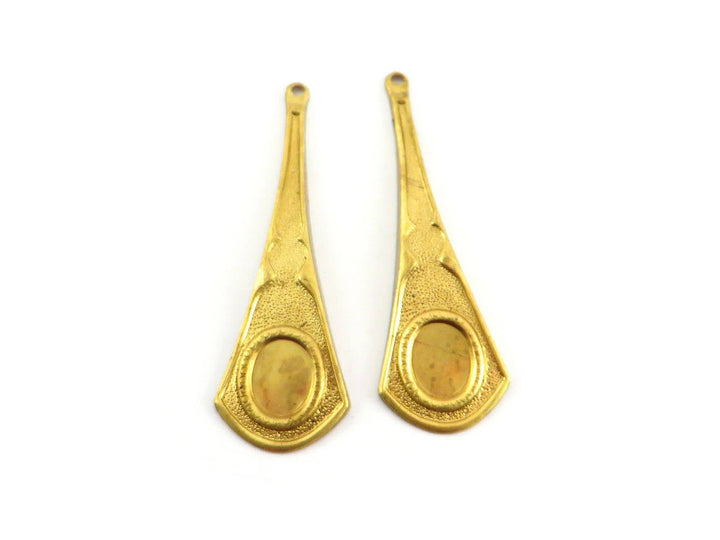 2x Pendentif goutte support de cabochon 8x10mm (52mm x 16mm) V-001