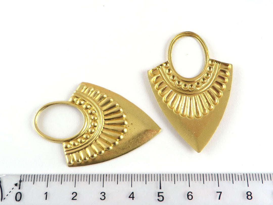 2x Pendentif goutte triangle bouclier ethnique (33mm x 48mm) PV-137