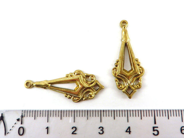 2x Breloque losange ajouré vintage (31mm x 12mm) V-033