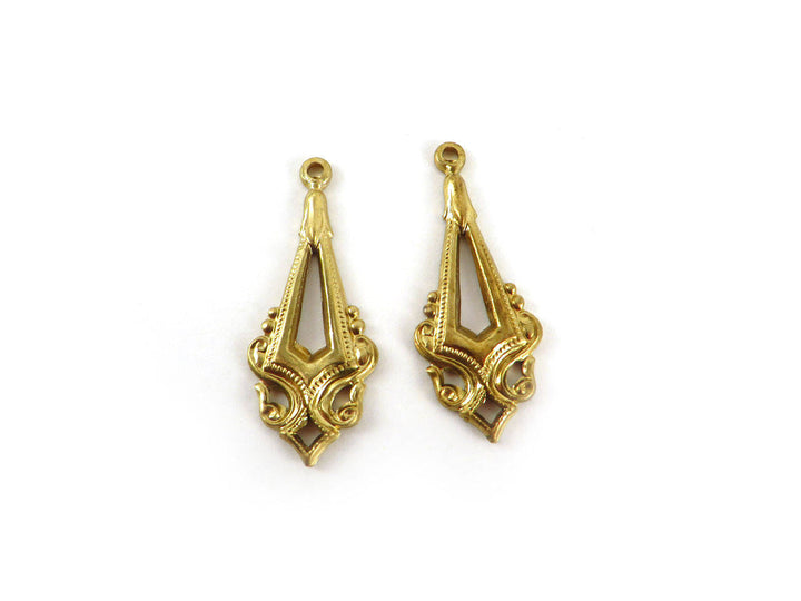 2x Breloque losange ajouré vintage (31mm x 12mm) V-033