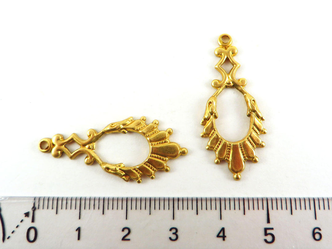 2x Breloque goutte ajourée Vintage (33mm x 15mm) V-048