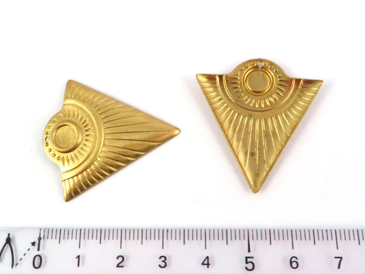 2x Pendentif triangle Art Déco support rond 6mm (35mm x 33mm) PV-132
