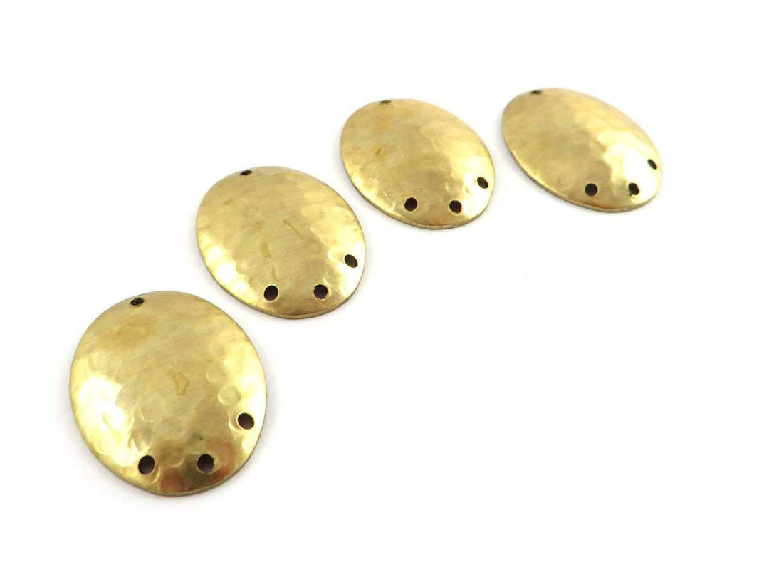 4x Connecteur chandelier ovale martelé bombé 4 trous (18mm x 22mm) PV-061