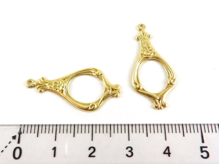 4x Breloque goutte ajourée Art Nouveau (28mm x 13mm) V-067