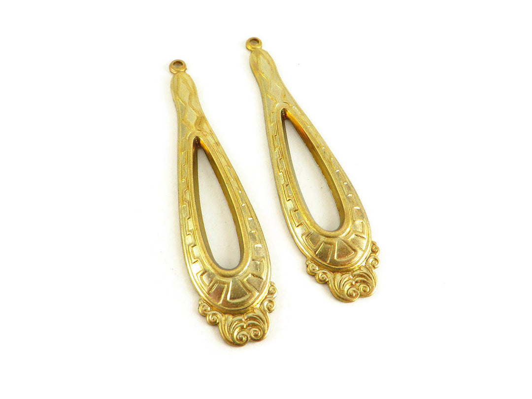 2x Pendentif goutte Vintage (49mm x 12mm) V-009