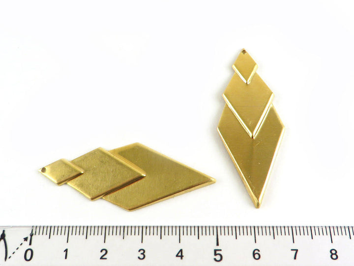 2x Pendentif losange Art Déco (51mm x 20mm) PV-062