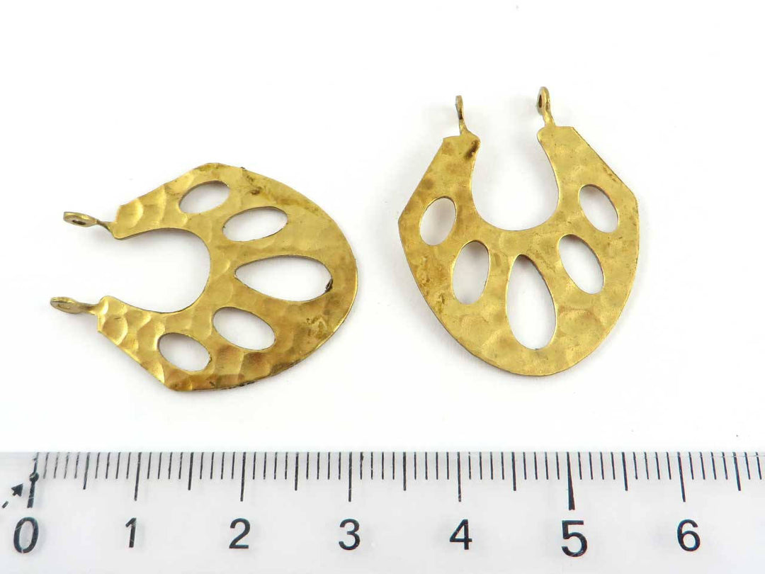 2x Connecteur goutte ajourée organique martelé (24mm x 30mm) PP-242