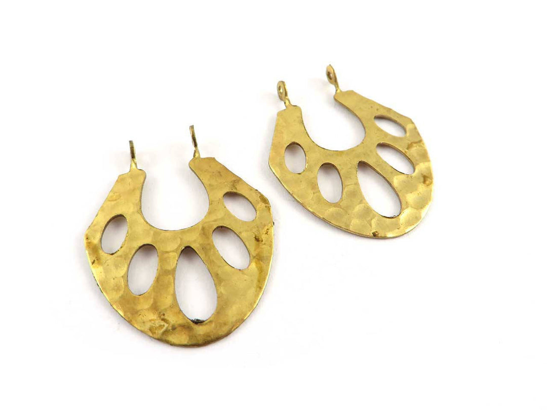 2x Connecteur goutte ajourée organique martelé (24mm x 30mm) PP-242