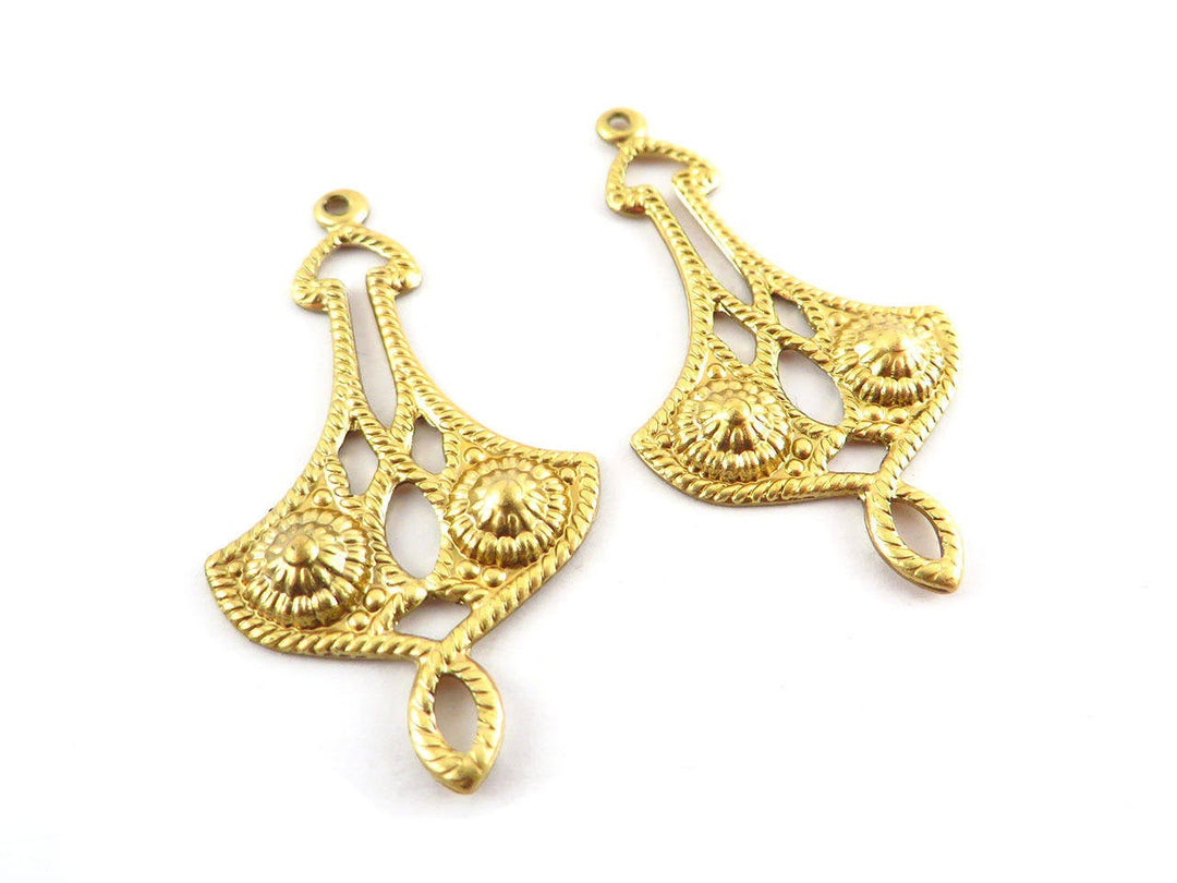2x Connecteur goutte pendule arabesque cordage (40mm x 22mm) V-088