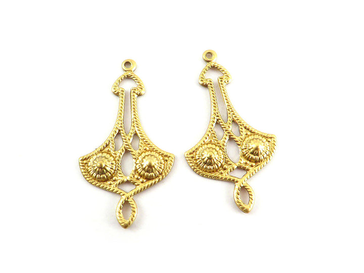 2x Connecteur goutte pendule arabesque cordage (40mm x 22mm) V-088