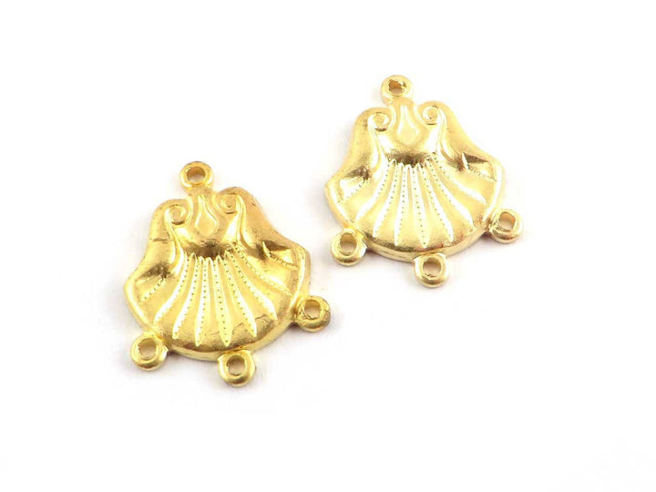 4x Connecteur chandelier goutte coquillage 4 œillets (13mm x 17mm) V-115