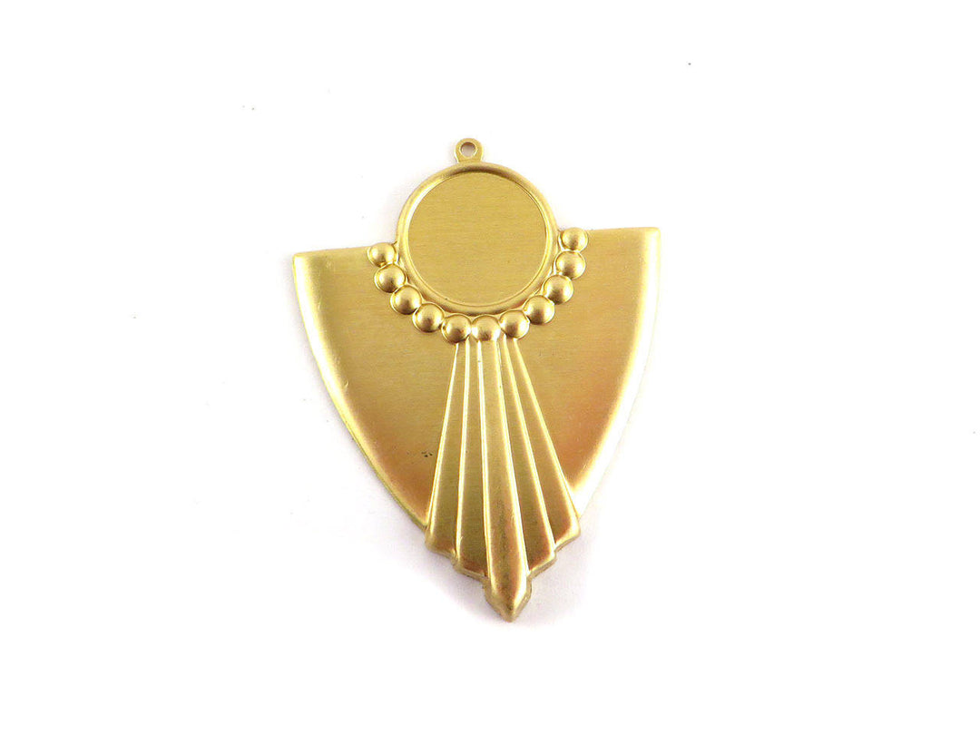 2x Pendentif triangle écusson Art Déco support cabochon rond (33mm x 44mm) V-095