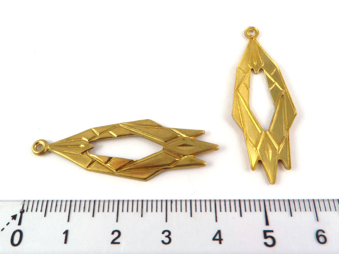 2x Breloque goutte géométrique Art Déco (15mm x 42mm) V-111