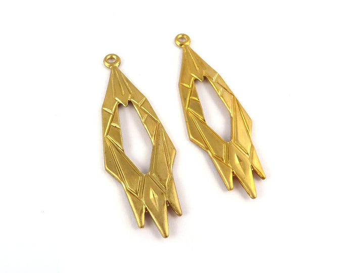 2x Breloque goutte géométrique Art Déco (15mm x 42mm) V-111