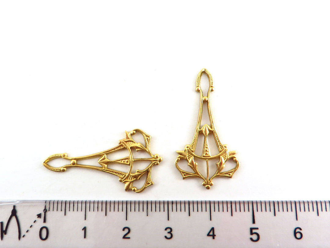 2x Connecteur goutte Art Nouveau filigrane (30mm x 16mm) V-066