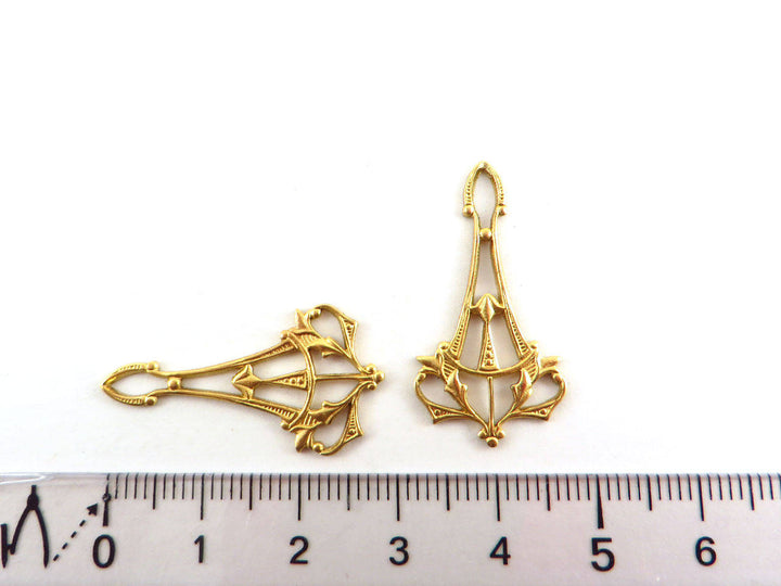 2x Connecteur goutte Art Nouveau filigrane (30mm x 16mm) V-066