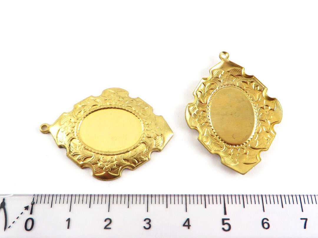 1x Breloque Art Nouveau support cabochon 13x18 mm (38mm x 28mm) M-004