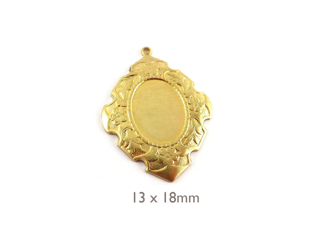 1x Breloque Art Nouveau support cabochon 13x18 mm (38mm x 28mm) M-004