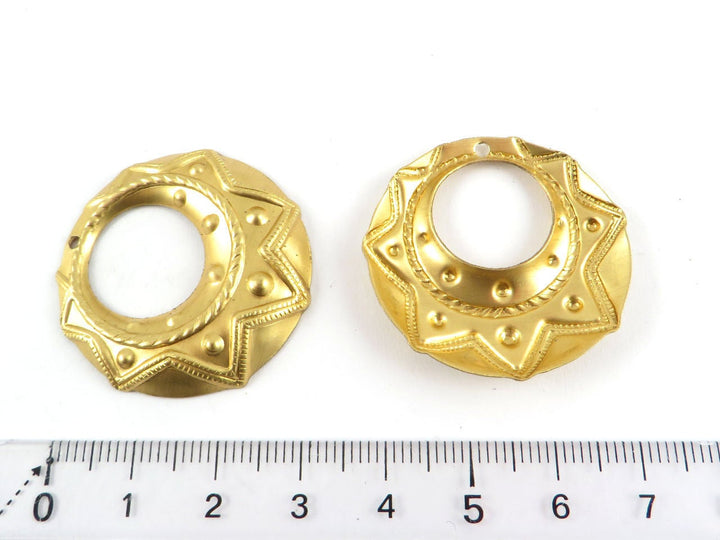 4x Pendentif disque dessin bombé (33mm) PV-158