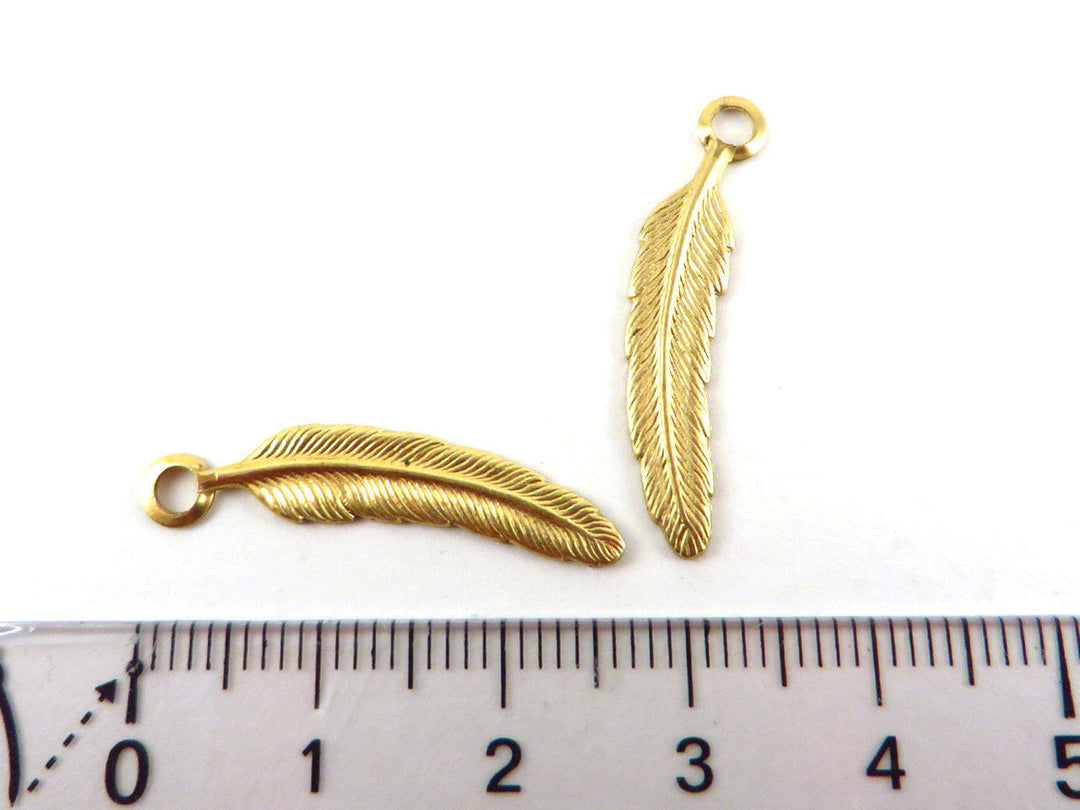 6x Breloque plume (27mm x 6mm) CH-009