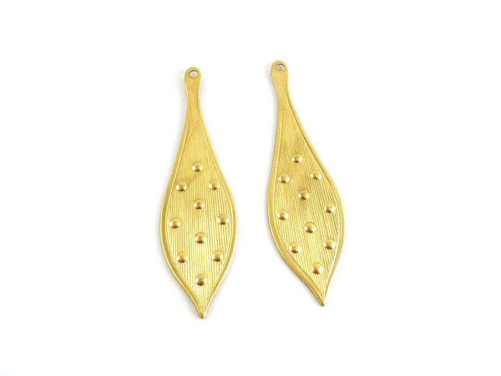 2x Pendentif goutte pointue texture (55mm x 16mm) PP-166