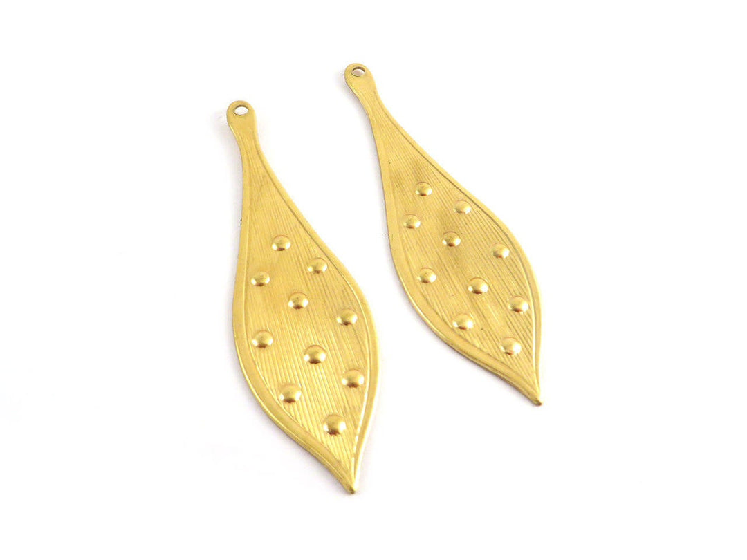 2x Pendentif goutte pointue texture (55mm x 16mm) PP-166