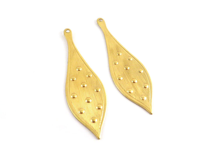 2x Pendentif goutte pointue texture (55mm x 16mm) PP-166