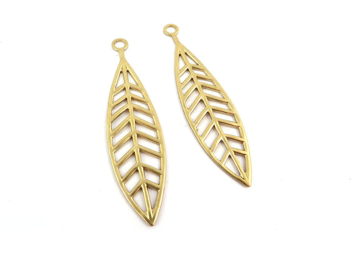 2x Breloque feuille (47mm x 12mm) CH-048