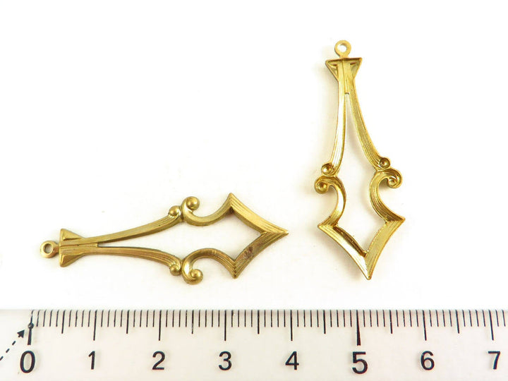 2x Breloque goutte vintage (40mm x 13mm) V-018