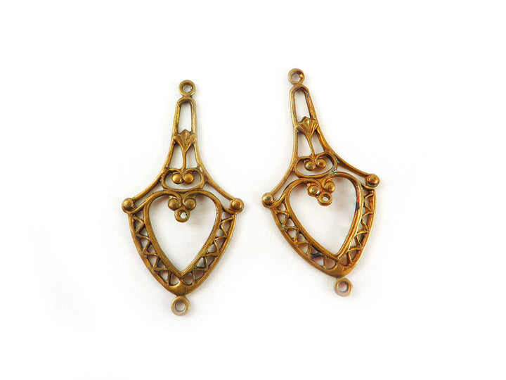 2x Connecteur goutte ajourée filigrane Victorien (37mm x 19mm) V-055