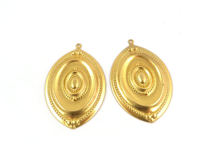 2x Pendentif navette ethnique (48mm x 32mm) PV-130