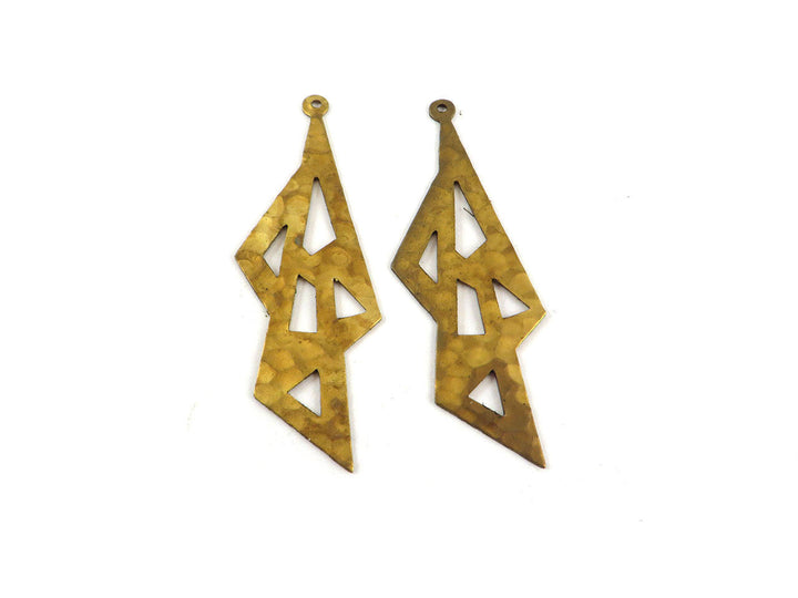 2x Breloque géométrique martelée (47mm x 17mm) PP-186